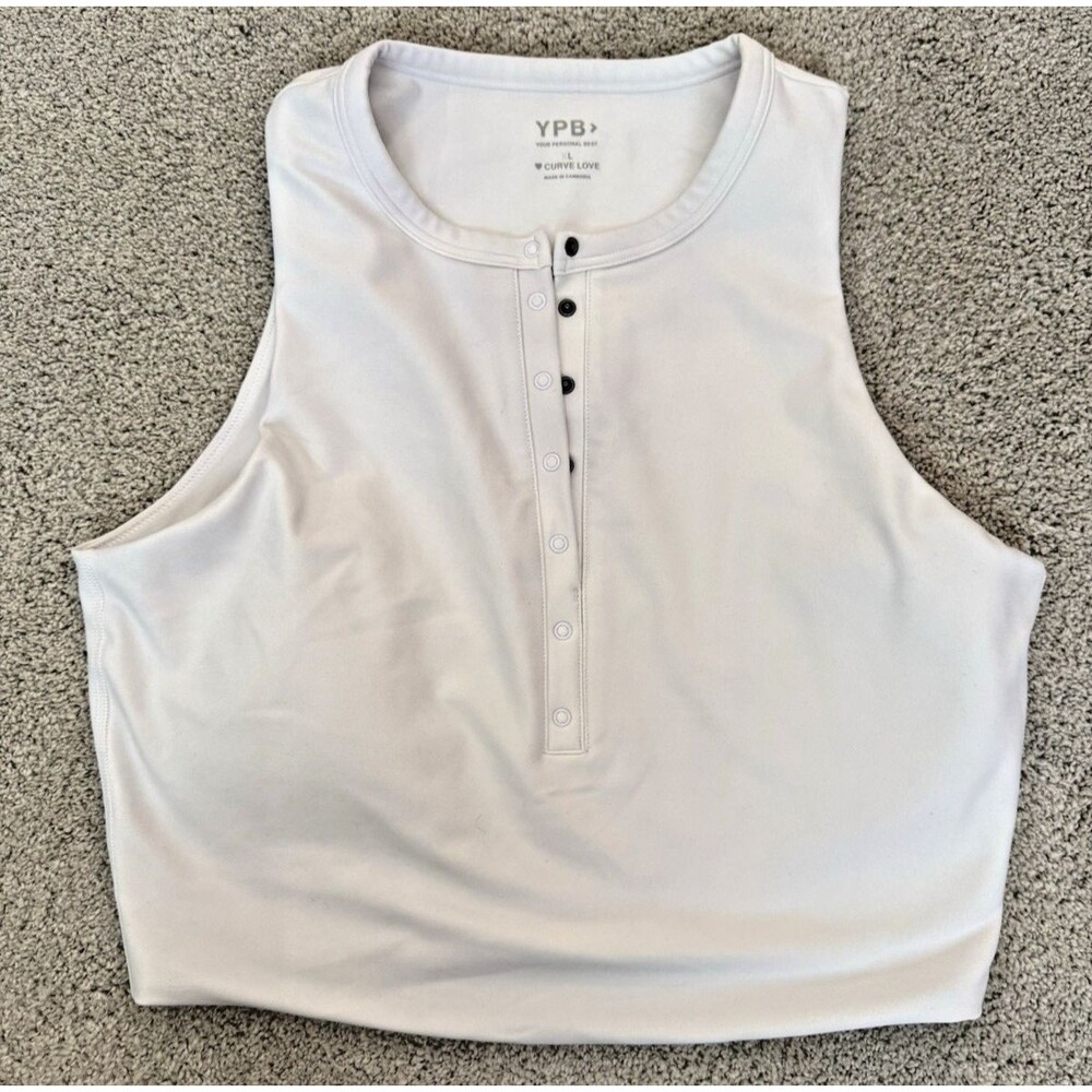 Abercrombie YPB  Henley Cropped Tank - White - XL